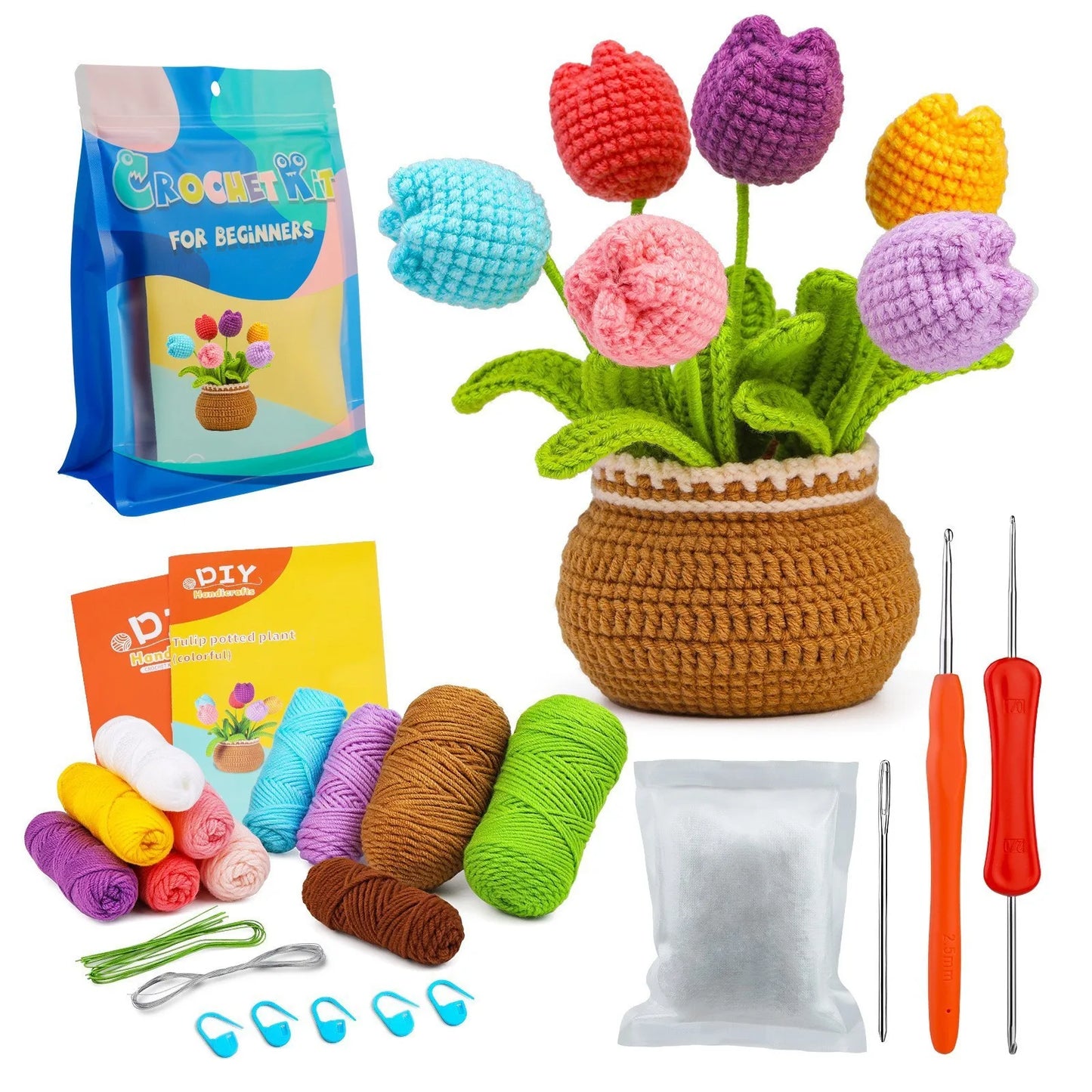 Kit Crochet Débutant – Fleurs & Feuilles