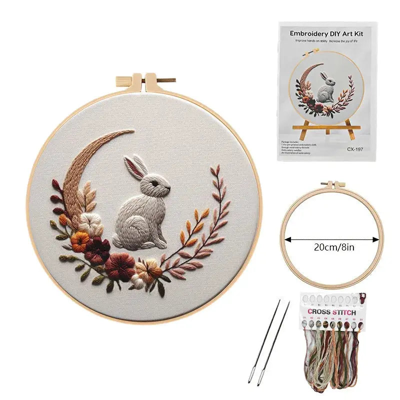 Le Jardin du Lapin – Kit de Broderie DIY à Fleurs, à Faire Chez Soi
