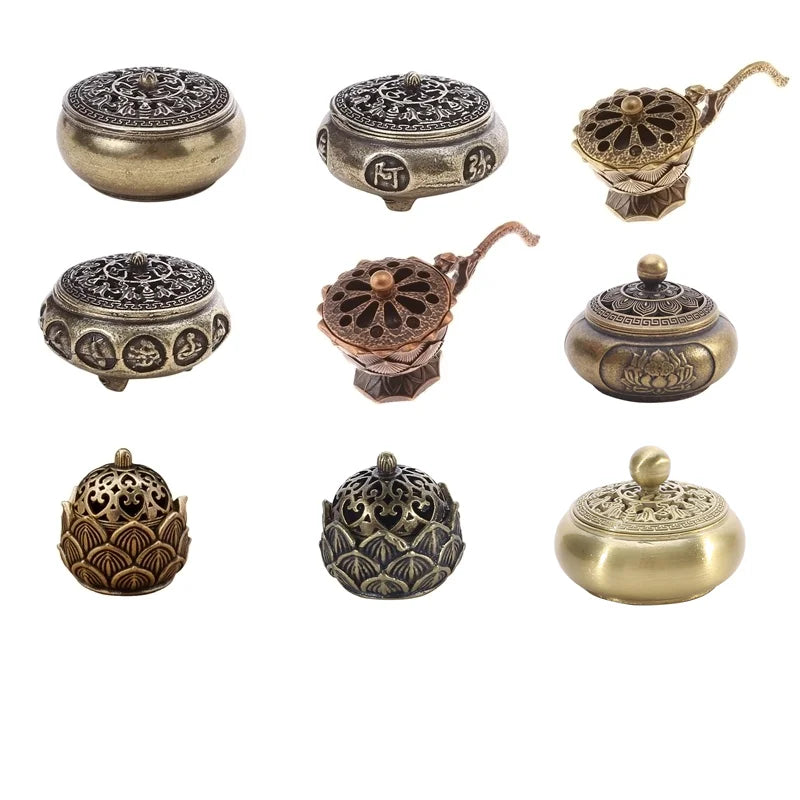 Brûleur d’Encens Lotus – Style Bouddhiste en Alliage Cuivré, Déco Maison & Bureau