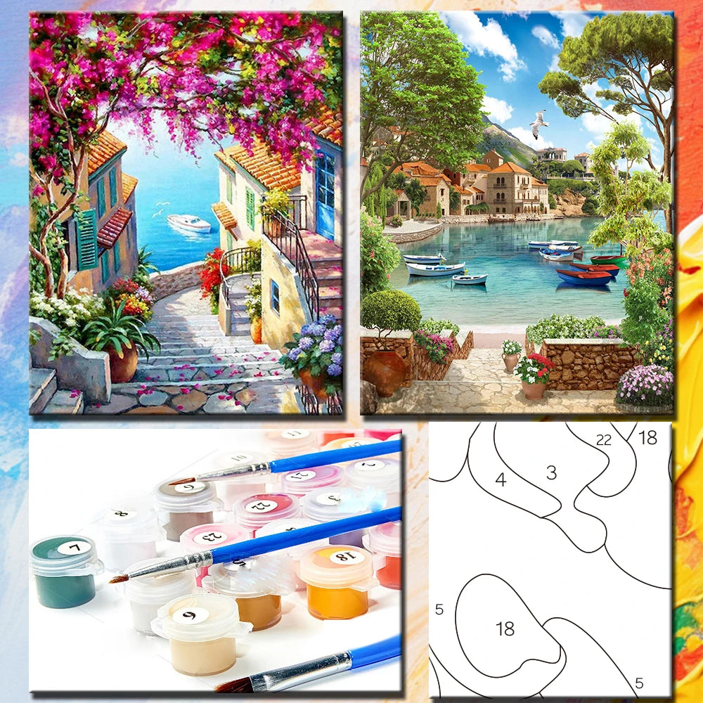 Paint by Numbers Pictures for Adults on Canvas City Landscpae Coloring Drawing Oil Paintings by Number Home Decor