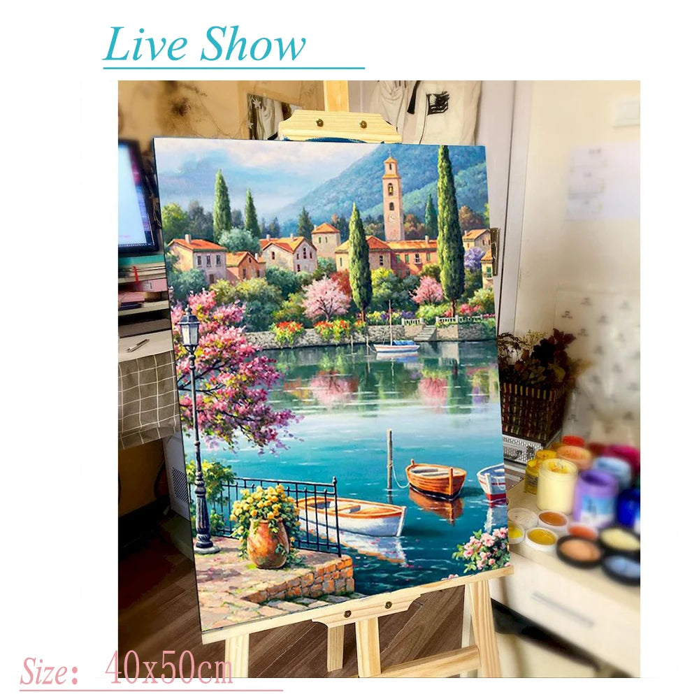 Paint by Numbers Pictures for Adults on Canvas City Landscpae Coloring Drawing Oil Paintings by Number Home Decor