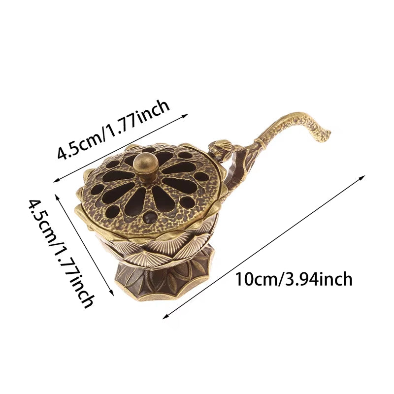 Brûleur d’Encens Lotus – Style Bouddhiste en Alliage Cuivré, Déco Maison & Bureau