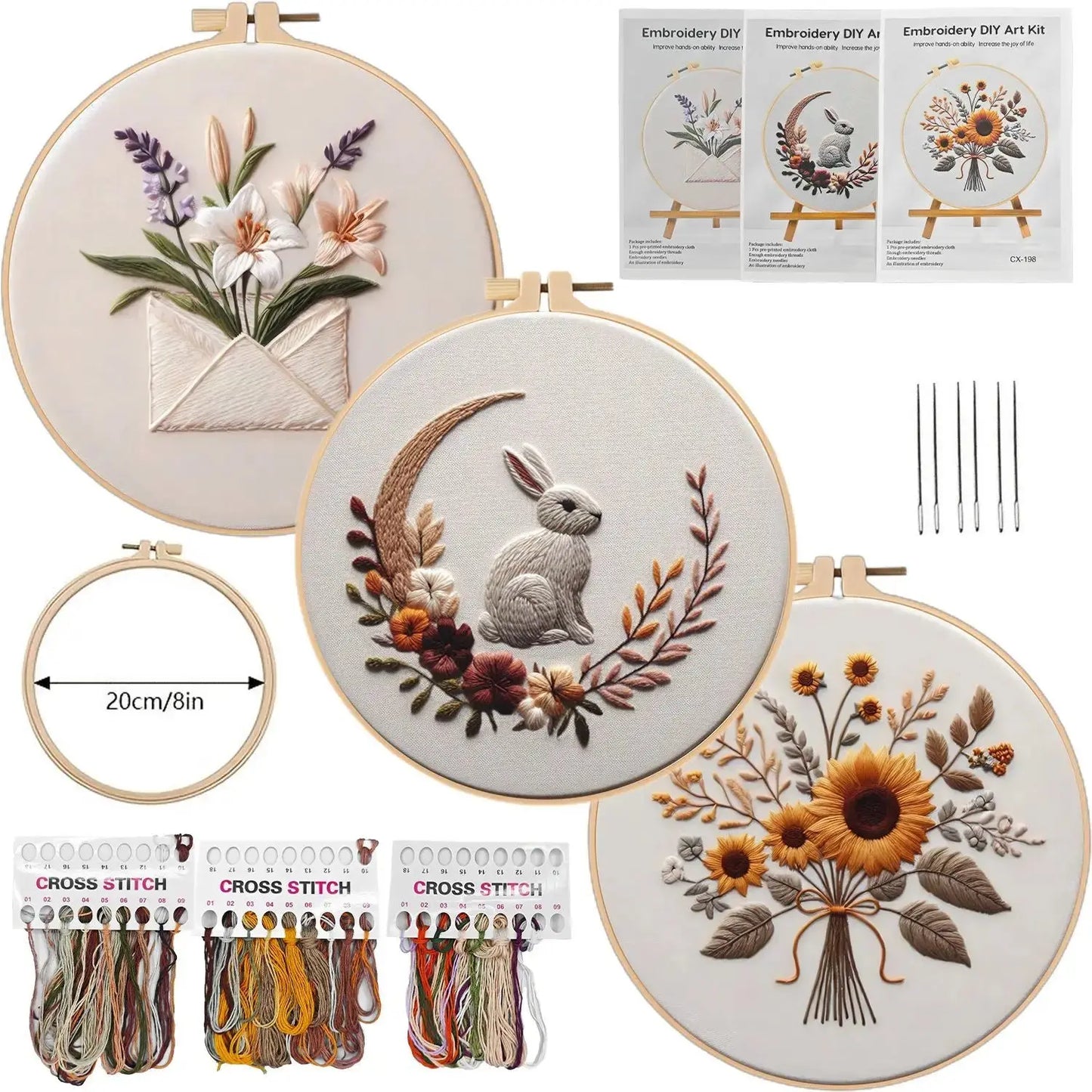 Le Jardin du Lapin – Kit de Broderie DIY à Fleurs, à Faire Chez Soi
