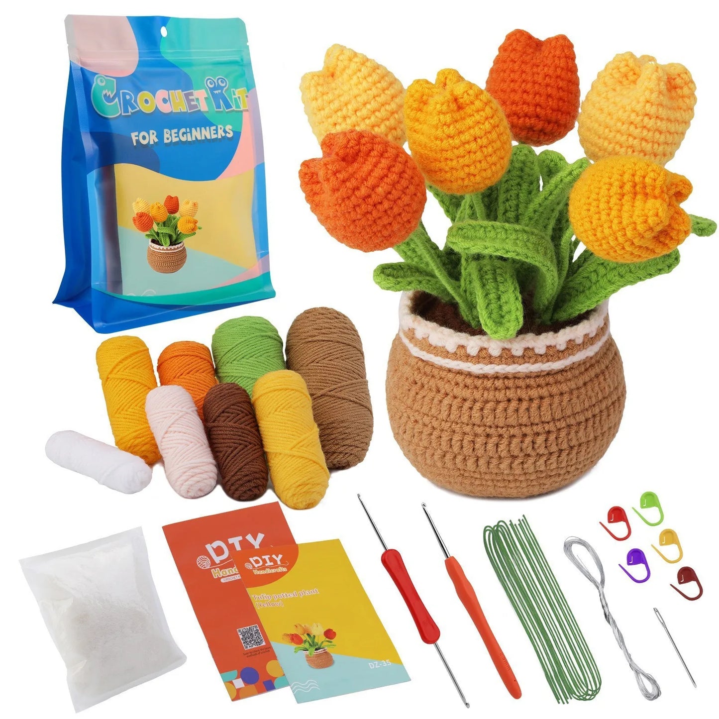 Kit Crochet Débutant – Fleurs & Feuilles