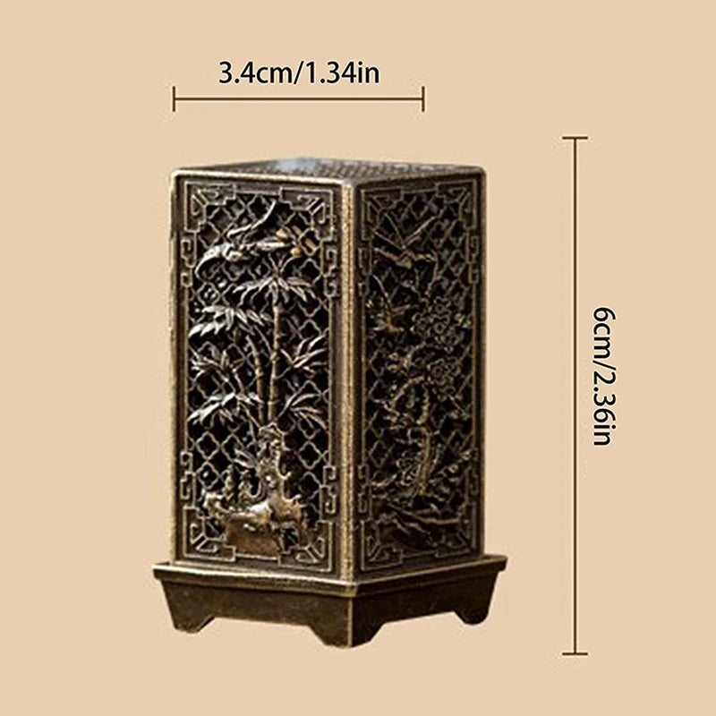 Brûleur d’Encens Vertical Style Prunier – Porte-Encens Carré en Alliage, Déco Intérieure & Aromathérapie