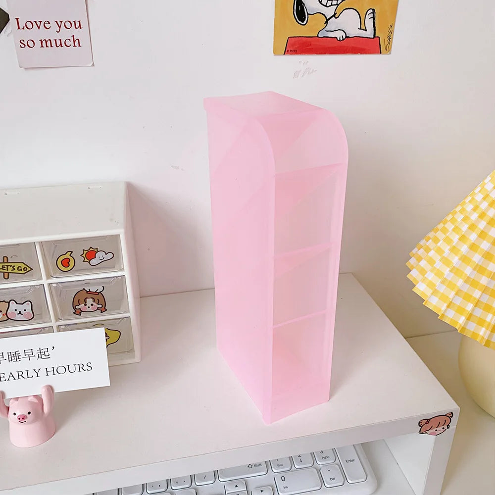 Candy Color 4 Grid Desktop Pen Holder Kawaii Small Big Size Makeup Brushes Lipstick Pens Storage Organizer School Stationery