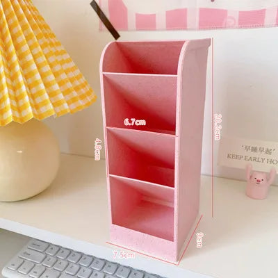 Candy Color 4 Grid Desktop Pen Holder Kawaii Small Big Size Makeup Brushes Lipstick Pens Storage Organizer School Stationery