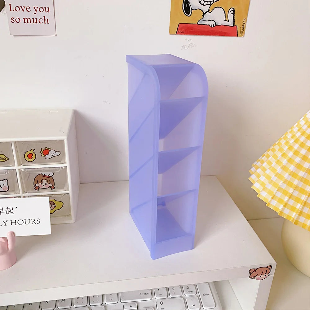 Candy Color 4 Grid Desktop Pen Holder Kawaii Small Big Size Makeup Brushes Lipstick Pens Storage Organizer School Stationery