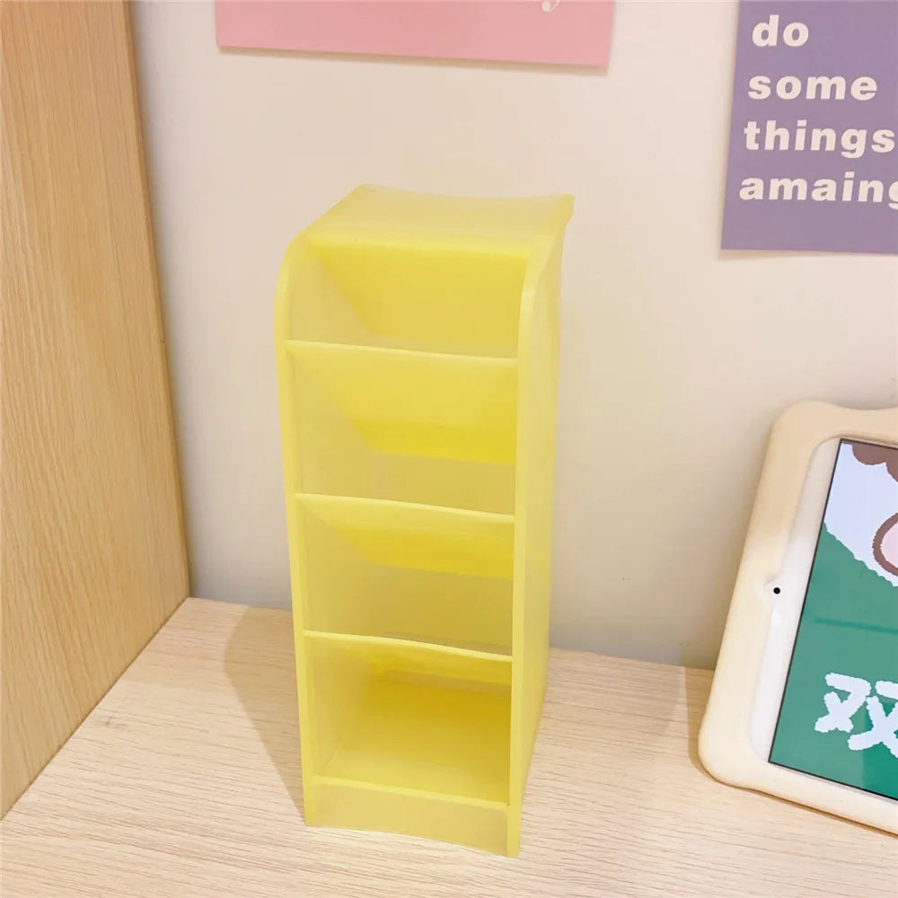 Candy Color 4 Grid Desktop Pen Holder Kawaii Small Big Size Makeup Brushes Lipstick Pens Storage Organizer School Stationery