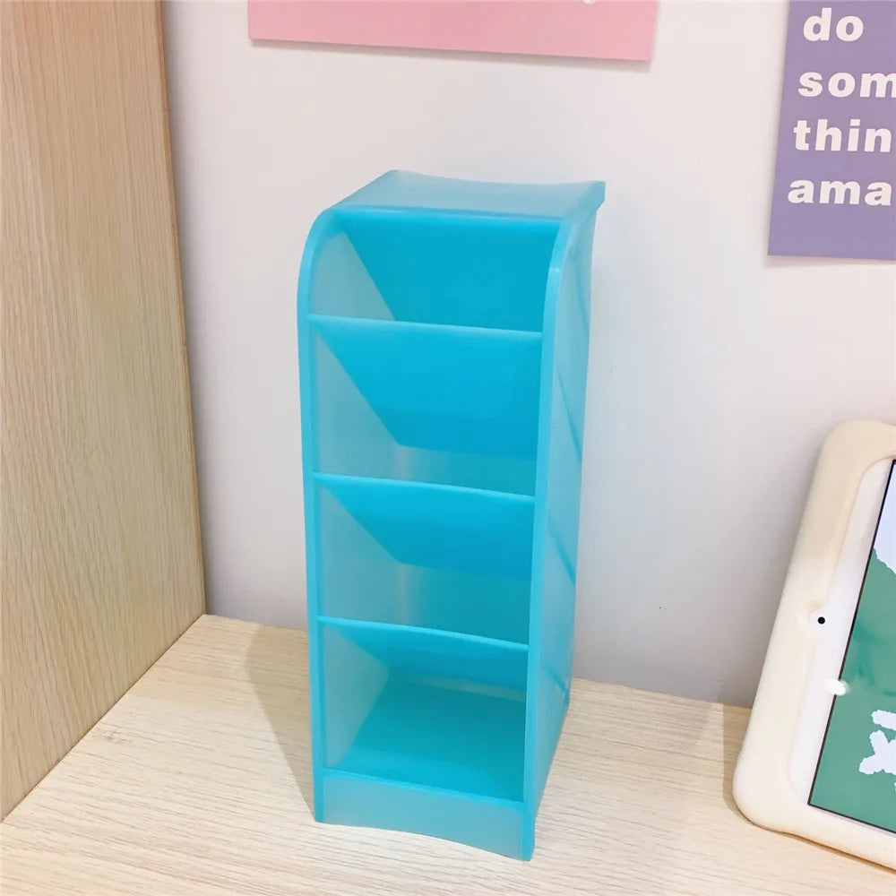 Candy Color 4 Grid Desktop Pen Holder Kawaii Small Big Size Makeup Brushes Lipstick Pens Storage Organizer School Stationery