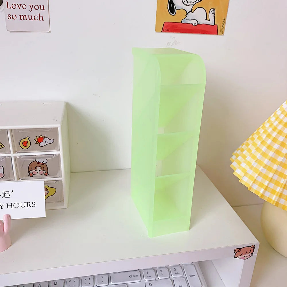 Candy Color 4 Grid Desktop Pen Holder Kawaii Small Big Size Makeup Brushes Lipstick Pens Storage Organizer School Stationery