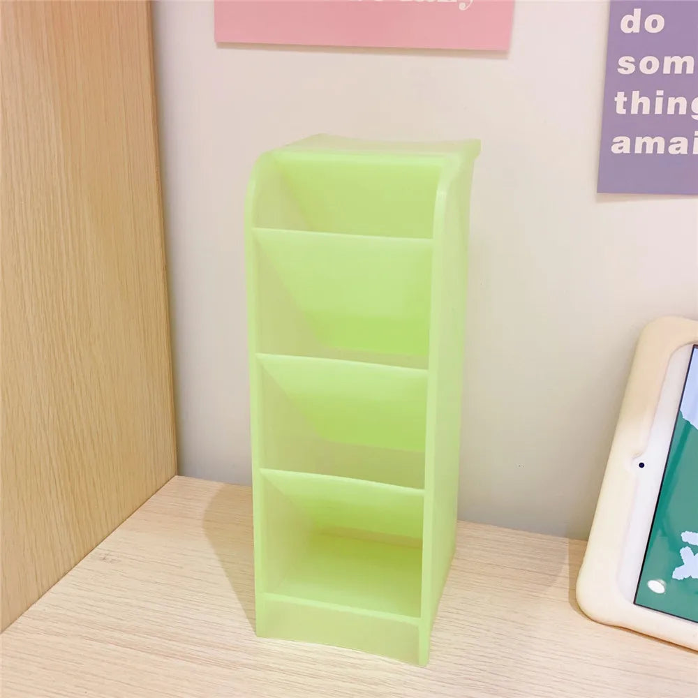 Candy Color 4 Grid Desktop Pen Holder Kawaii Small Big Size Makeup Brushes Lipstick Pens Storage Organizer School Stationery