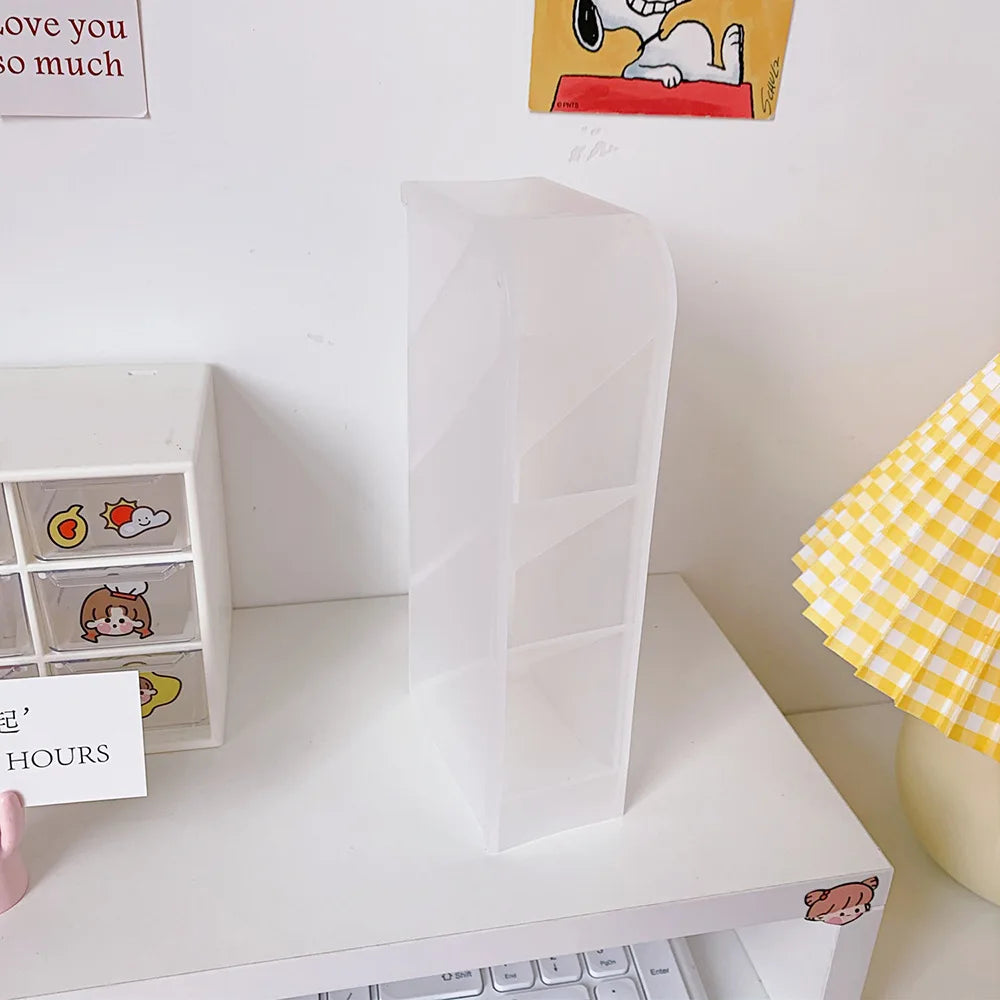 Candy Color 4 Grid Desktop Pen Holder Kawaii Small Big Size Makeup Brushes Lipstick Pens Storage Organizer School Stationery