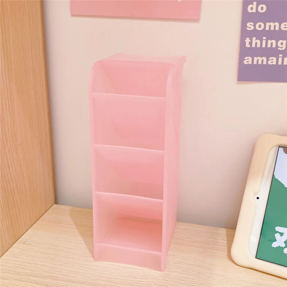 Candy Color 4 Grid Desktop Pen Holder Kawaii Small Big Size Makeup Brushes Lipstick Pens Storage Organizer School Stationery