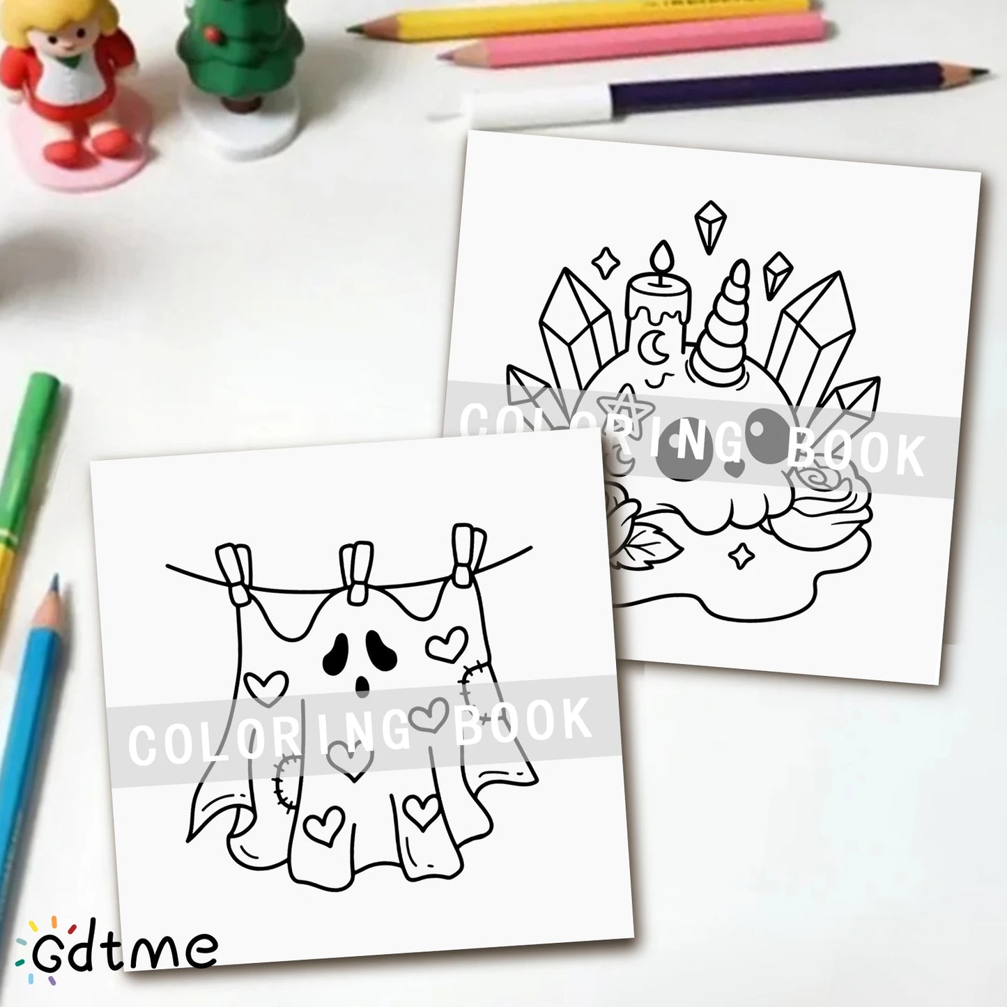 Livre de Coloriage Spooky pour Adultes et Adolescents – Dessins de Fantômes, Sorcières et Tatouages Mignons