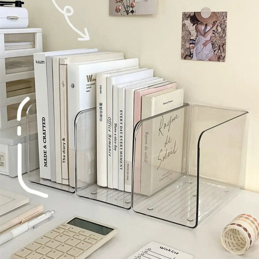 Portable Acrylic Book Stand Transparent Free Combination Bookshelf U-Shaped Book Folder Desk Storage Rack Home Office