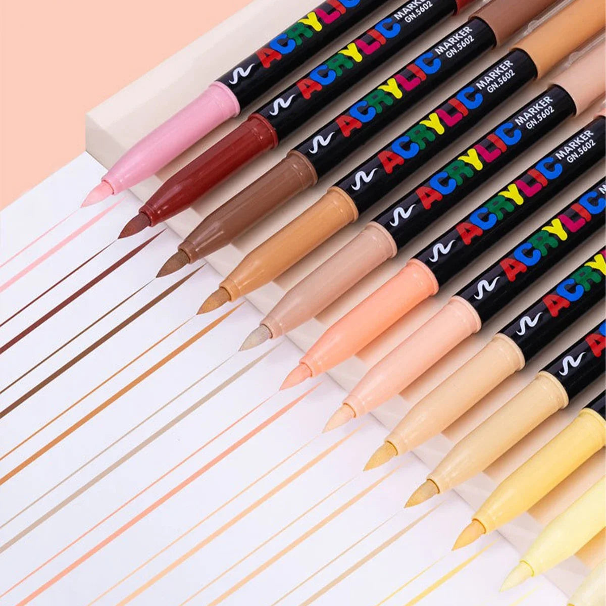 Guana 12/24 Colors Acrylic Marker Skin Color Set Water-Based Nylon Soft Brush Waterproof Skin Color Character Painting
