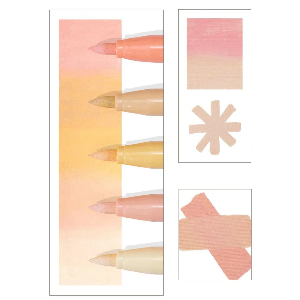 Guana 12/24 Colors Acrylic Marker Skin Color Set Water-Based Nylon Soft Brush Waterproof Skin Color Character Painting