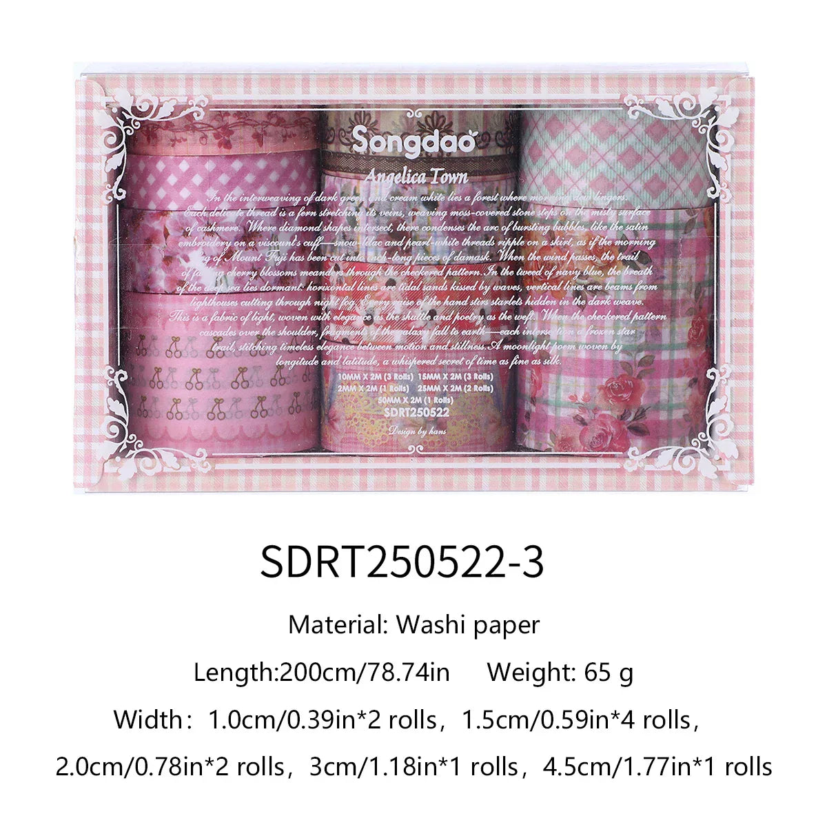 10 Roll/Box Flower Washi Tape Grid Series Masking Tape Decortative Stickers Album Diary Decoration Phone Case Cup