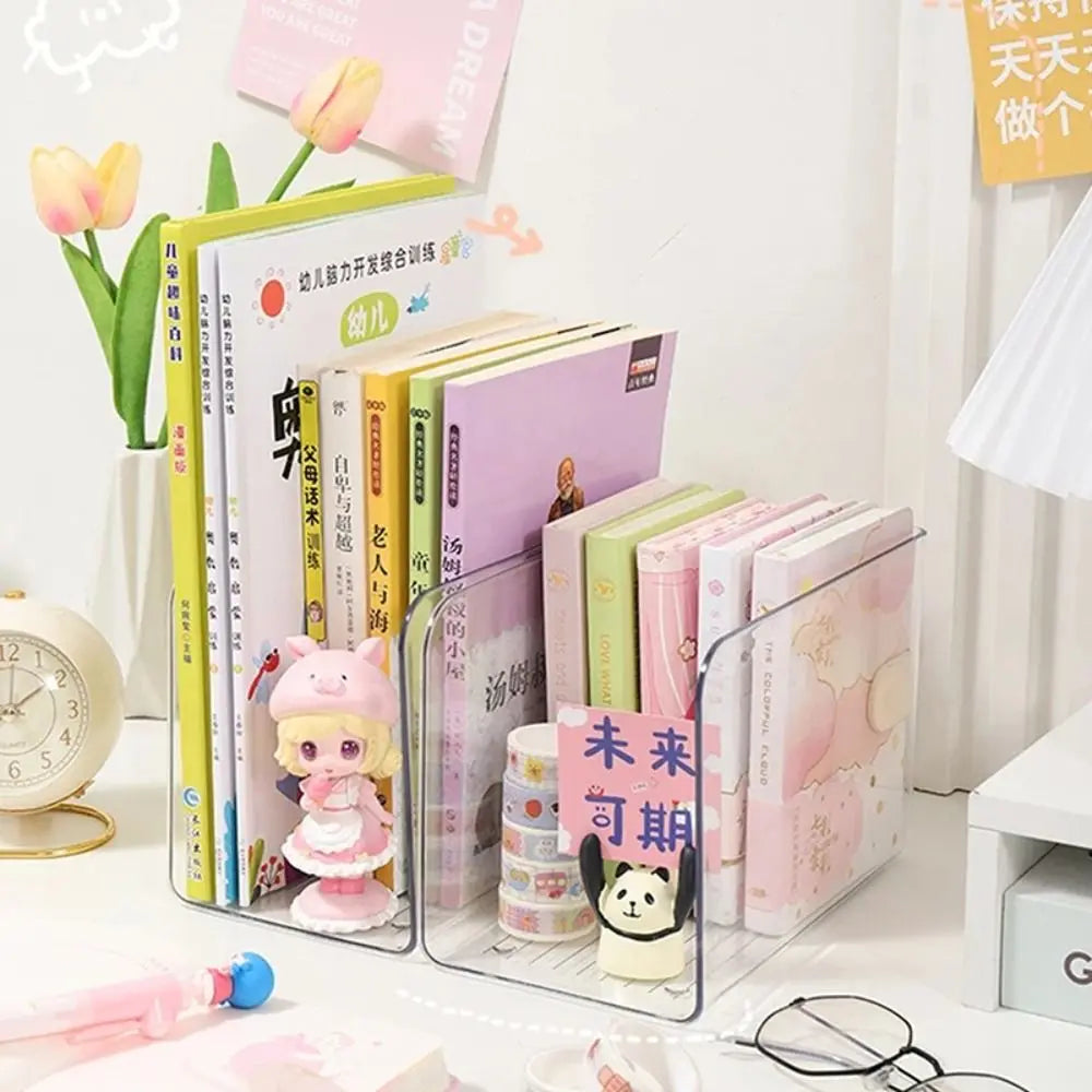Portable Acrylic Book Stand Transparent Free Combination Bookshelf U-Shaped Book Folder Desk Storage Rack Home Office