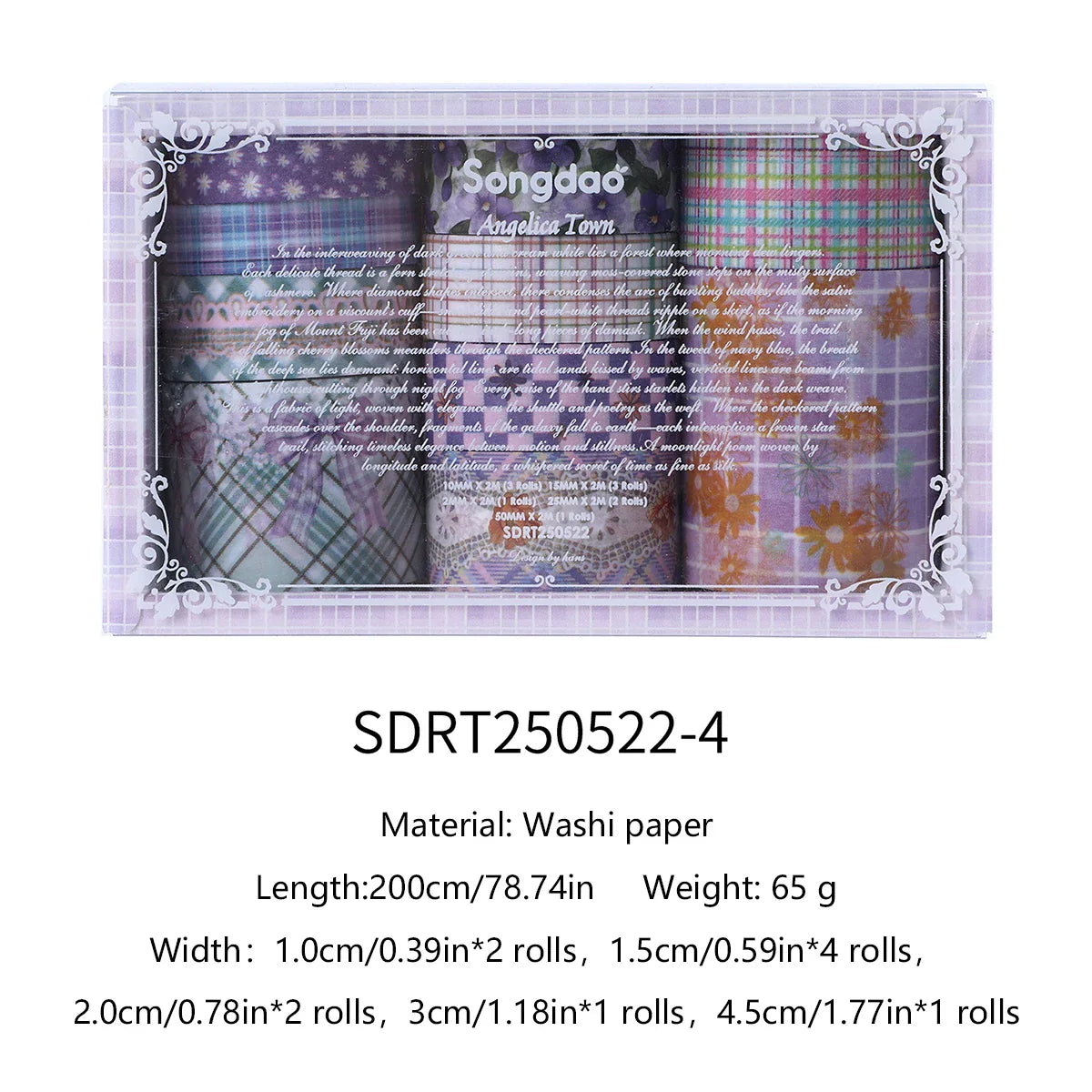 10 Roll/Box Flower Washi Tape Grid Series Masking Tape Decortative Stickers Album Diary Decoration Phone Case Cup