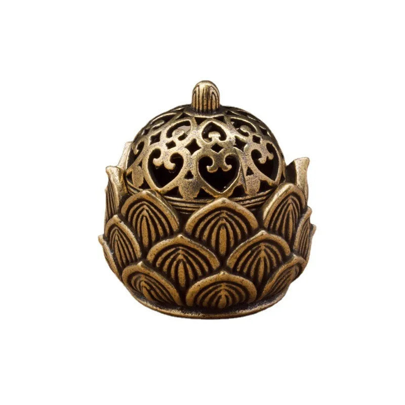 Brûleur d’Encens Lotus – Style Bouddhiste en Alliage Cuivré, Déco Maison & Bureau