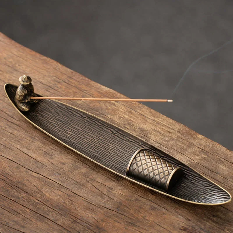 Creative Incense Holder Boat Fishing Men Insence Burner Japanese Style Incense Stick Burners Aromatherapy Ornament Home Decor