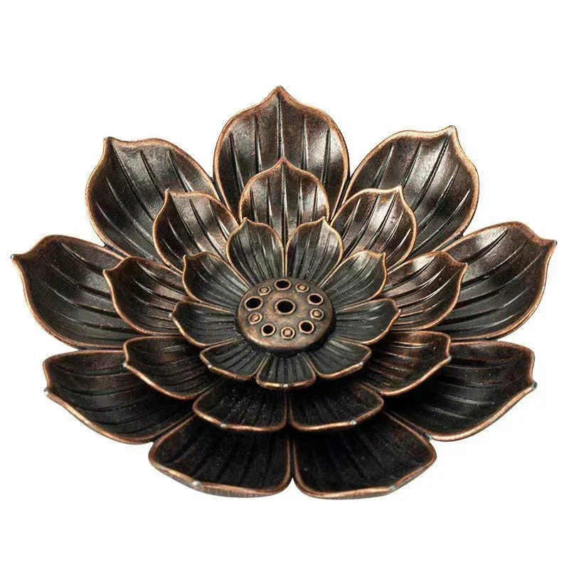 Support à Encens Lotus Perforé – Plateau Zen pour Bâtons & Bois de Santal