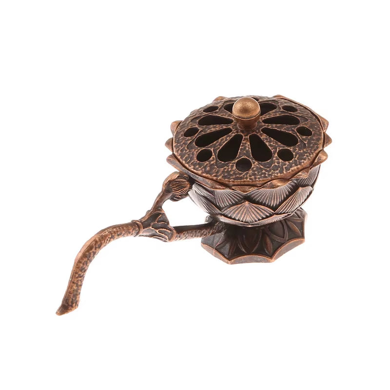 Brûleur d’Encens Lotus – Style Bouddhiste en Alliage Cuivré, Déco Maison & Bureau