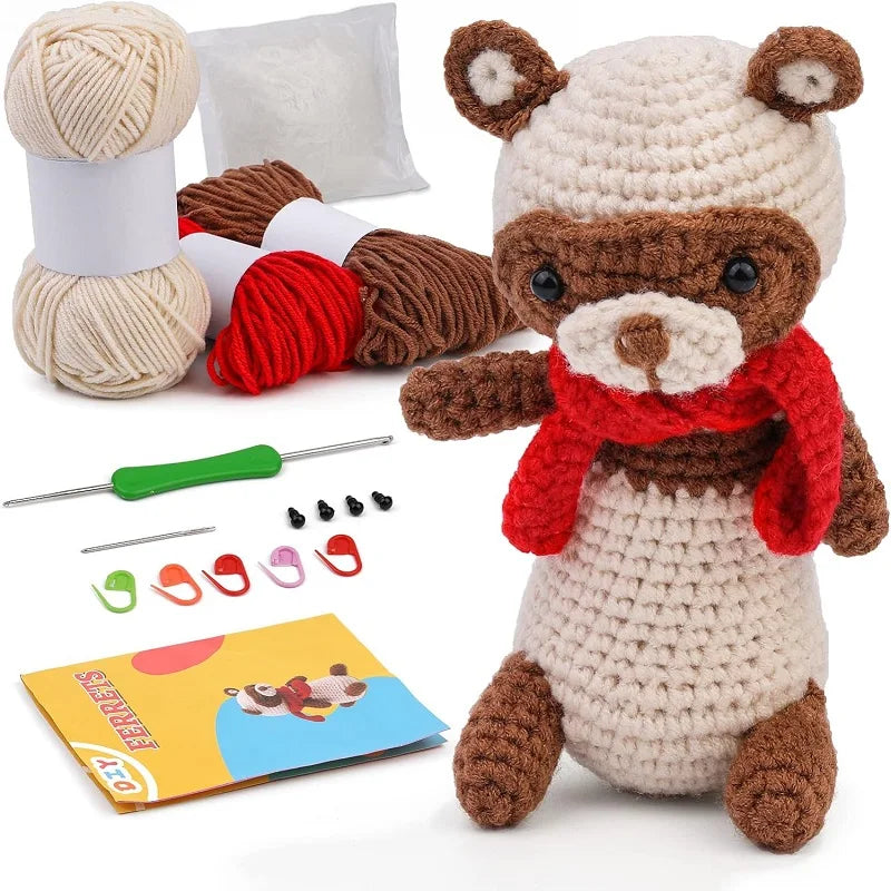 Kit Crochet Débutant – Animal à Créer (10 cm) avec Fil Coton