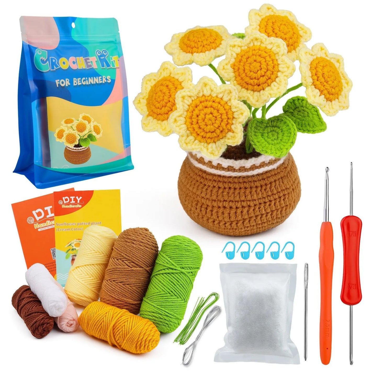 Kit Crochet Débutant – Fleurs & Feuilles