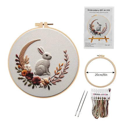 Le Jardin du Lapin – Kit de Broderie DIY à Fleurs, à Faire Chez Soi