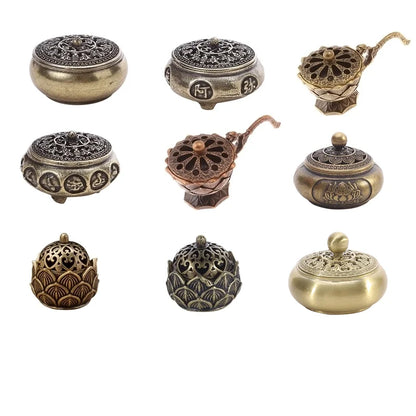 Brûleur d’Encens Lotus – Style Bouddhiste en Alliage Cuivré, Déco Maison & Bureau
