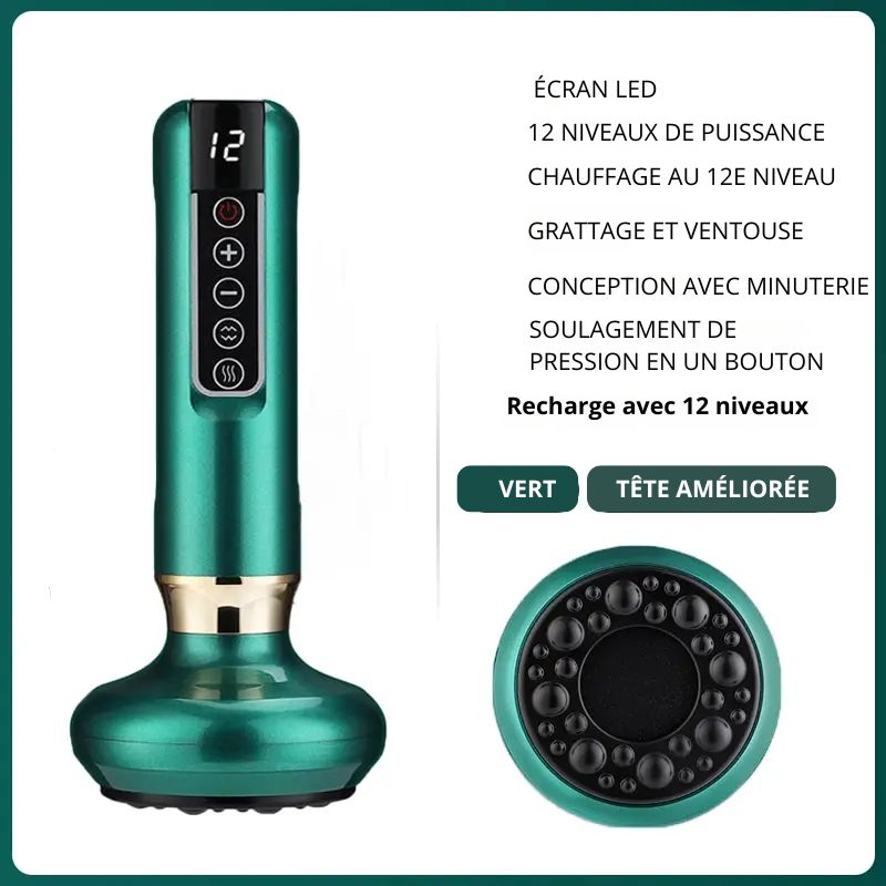 Masseur Électrique Guasha 3-en-1 – Anti-Cellulite, Chaleur Infrarouge & Ventouse Sous Vide Minceur