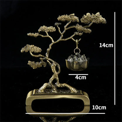 Brûleur d’Encens Lune & Gourde – Support Suspendu en Laiton, Déco Zen Chinoise