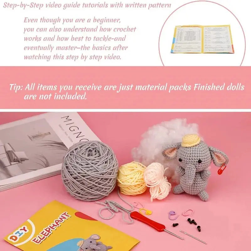 Kit Crochet Débutant – Animal à Créer (10 cm) avec Fil Coton