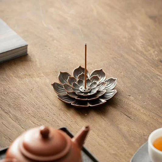 Support à Encens Lotus Perforé – Plateau Zen pour Bâtons & Bois de Santal