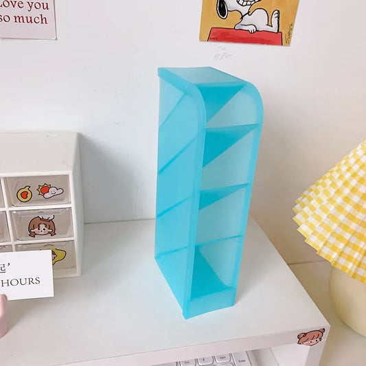 Candy Color 4 Grid Desktop Pen Holder Kawaii Small Big Size Makeup Brushes Lipstick Pens Storage Organizer School Stationery