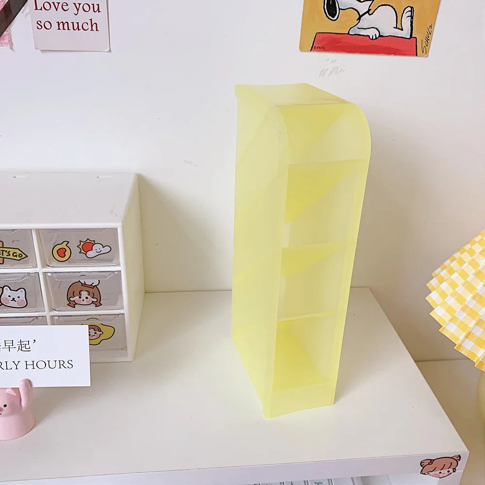 Candy Color 4 Grid Desktop Pen Holder Kawaii Small Big Size Makeup Brushes Lipstick Pens Storage Organizer School Stationery