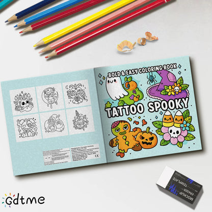 Livre de Coloriage Spooky pour Adultes et Adolescents – Dessins de Fantômes, Sorcières et Tatouages Mignons