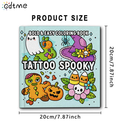 Livre de Coloriage Spooky pour Adultes et Adolescents – Dessins de Fantômes, Sorcières et Tatouages Mignons