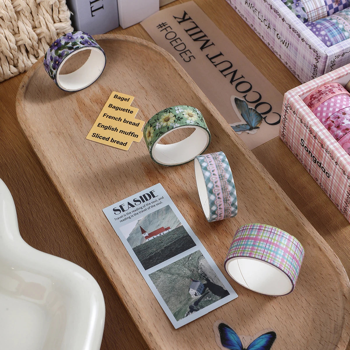 10 Roll/Box Flower Washi Tape Grid Series Masking Tape Decortative Stickers Album Diary Decoration Phone Case Cup