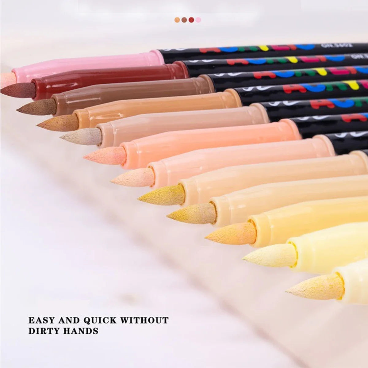 Guana 12/24 Colors Acrylic Marker Skin Color Set Water-Based Nylon Soft Brush Waterproof Skin Color Character Painting