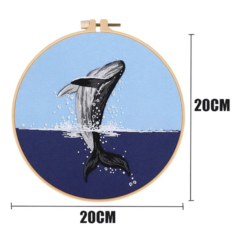 Kit Broderie Côtière – Animaux Marins (Tortue & Oiseau) pour Débutants et Adultes