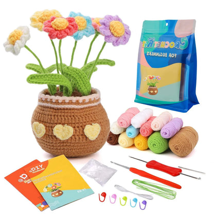 Kit Crochet Débutant – Fleurs & Feuilles