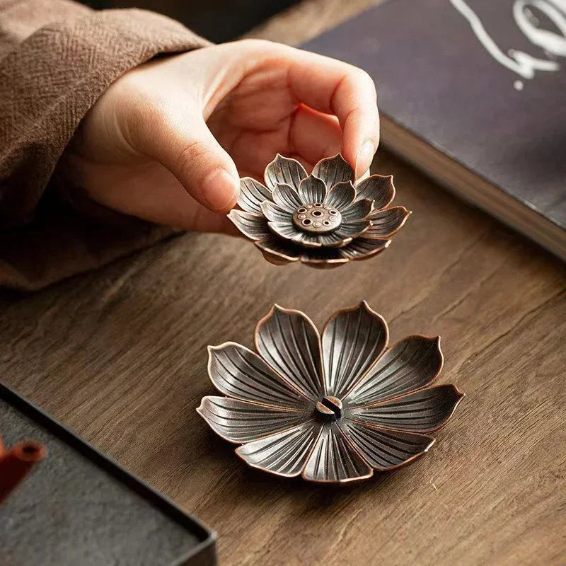 Support à Encens Lotus Perforé – Plateau Zen pour Bâtons & Bois de Santal