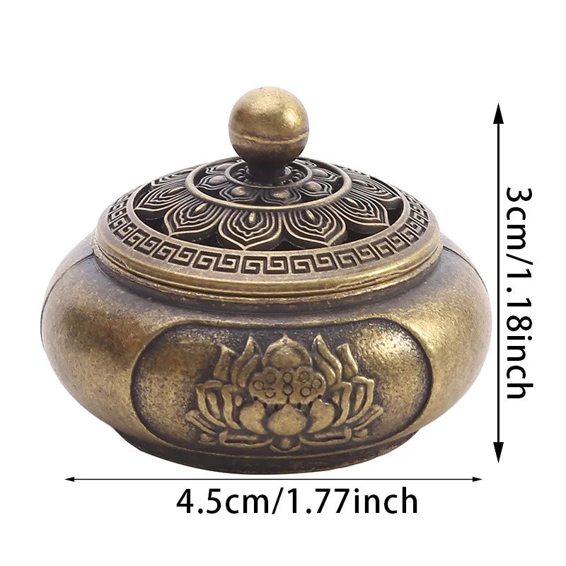 Brûleur d’Encens Lotus – Style Bouddhiste en Alliage Cuivré, Déco Maison & Bureau